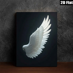 2D flat 1pc ethereal white feather wing wall art canvas print bedroom living room decor farmhouse style inspirational modern minimalist gallery wrapped