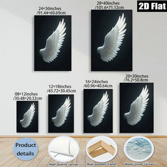 2D flat 1pc ethereal white feather wing wall art canvas print bedroom living room decor farmhouse style inspirational modern minimalist gallery wrapped