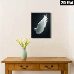 2D flat 1pc ethereal white feather wing wall art canvas print bedroom living room decor farmhouse style inspirational modern minimalist gallery wrapped