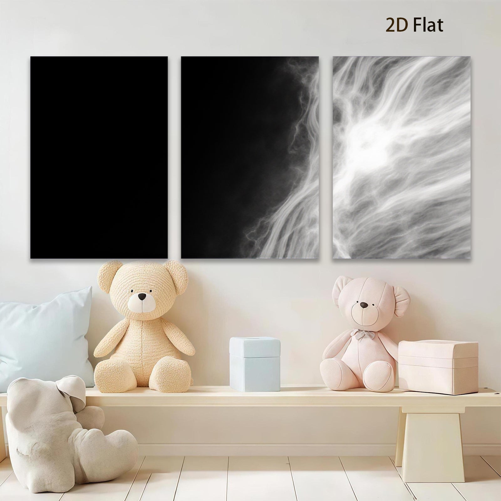 2D flat 1pc ethereal white swirls abstract wall art canvas prints for living room bedroom home decor farmhouse style gallery wrapped modern minimalist