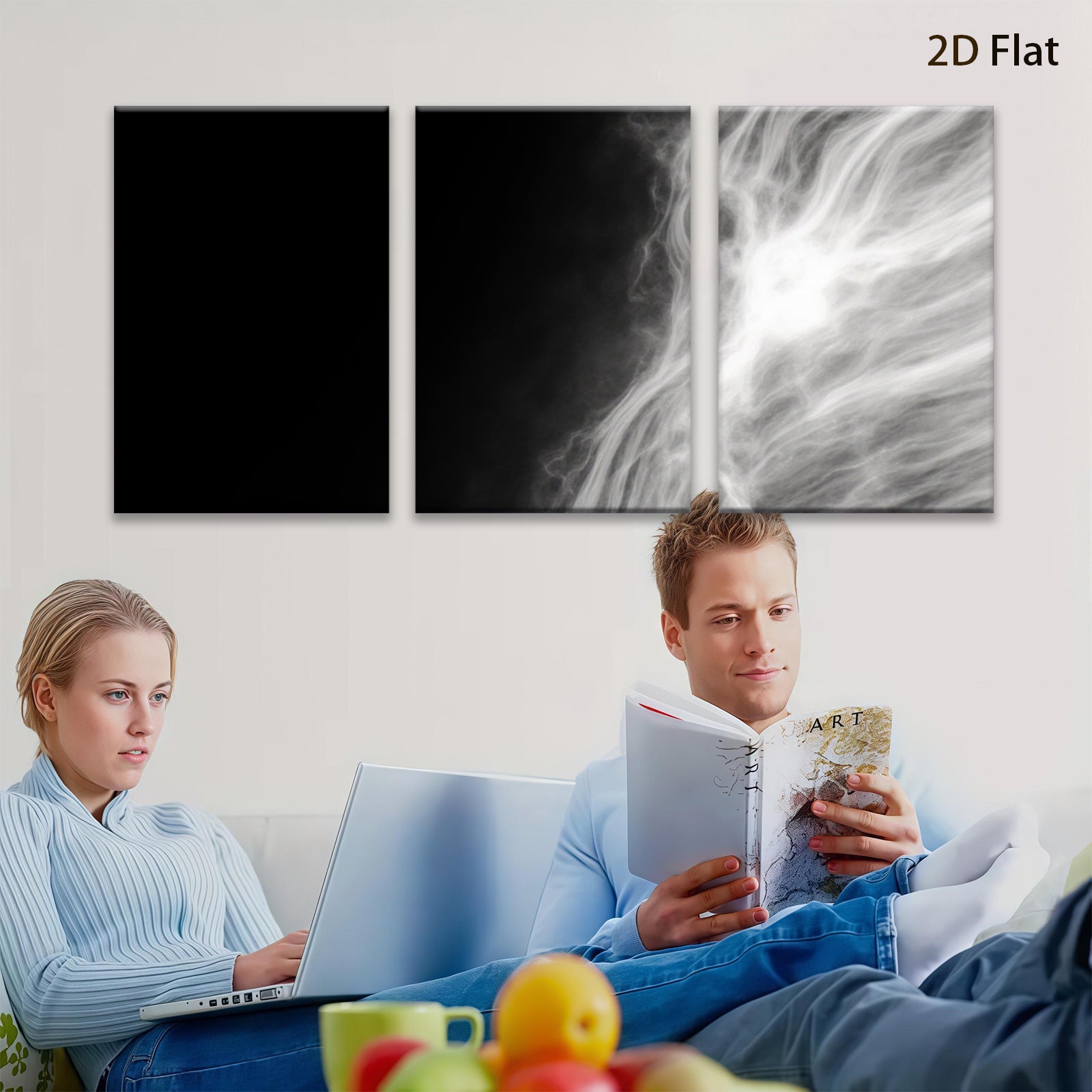 2D flat 1pc ethereal white swirls abstract wall art canvas prints for living room bedroom home decor farmhouse style gallery wrapped modern minimalist