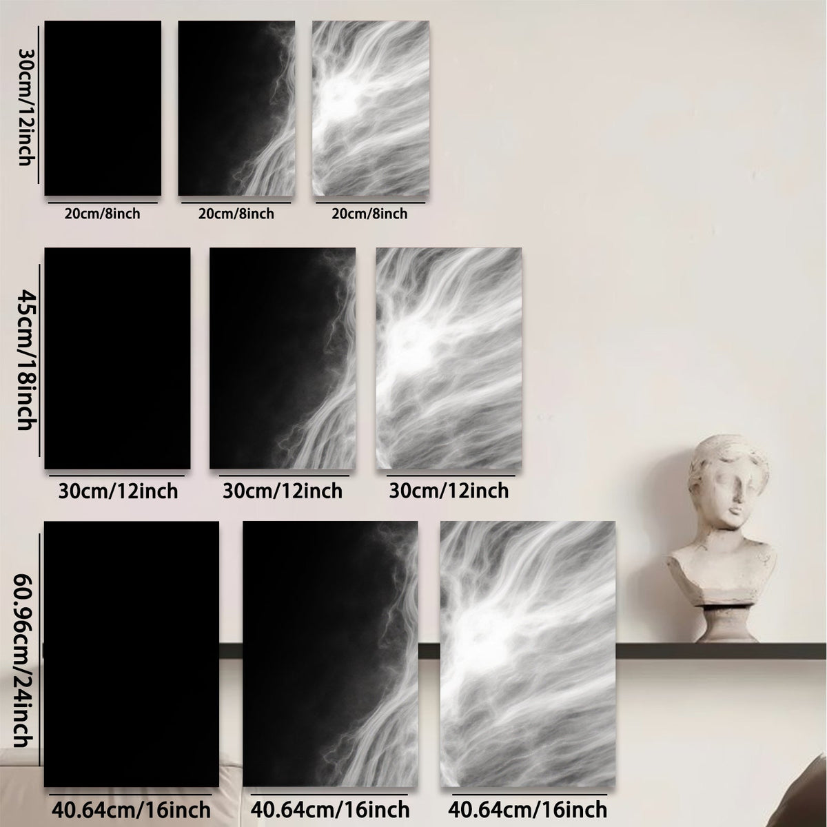 2D flat 1pc ethereal white swirls abstract wall art canvas prints for living room bedroom home decor farmhouse style gallery wrapped modern minimalist