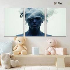2D flat 1pc ethereal woman portrait modern minimalist wall art bedroom living room gallery wrapped canvas prints farmhouse decor botanical style
