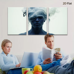2D flat 1pc ethereal woman portrait modern minimalist wall art bedroom living room gallery wrapped canvas prints farmhouse decor botanical style