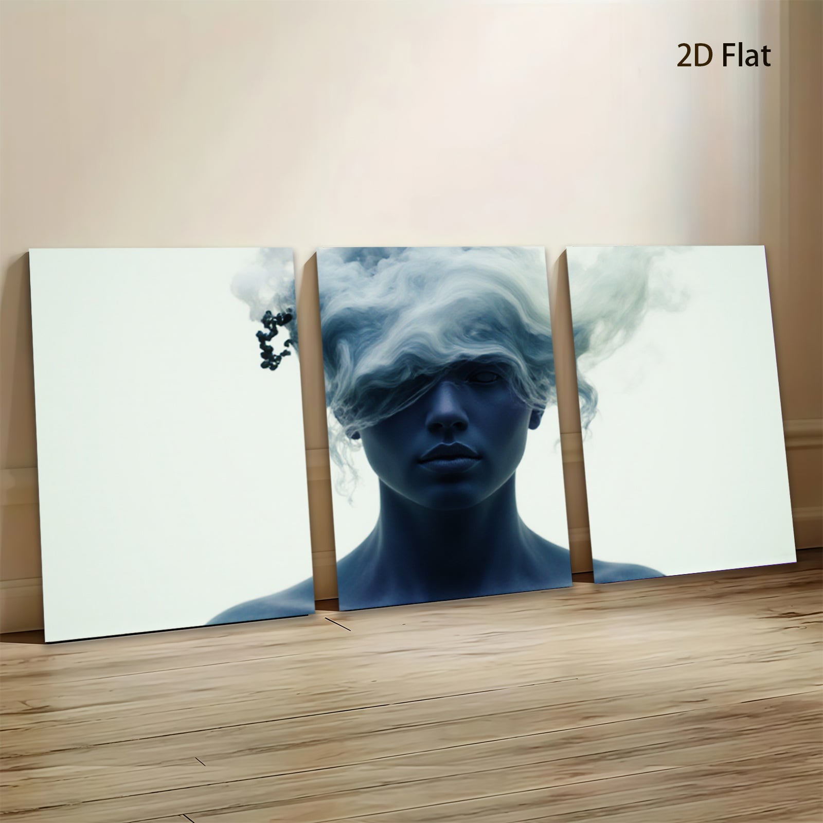2D flat 1pc ethereal woman portrait modern minimalist wall art bedroom living room gallery wrapped canvas prints farmhouse decor botanical style
