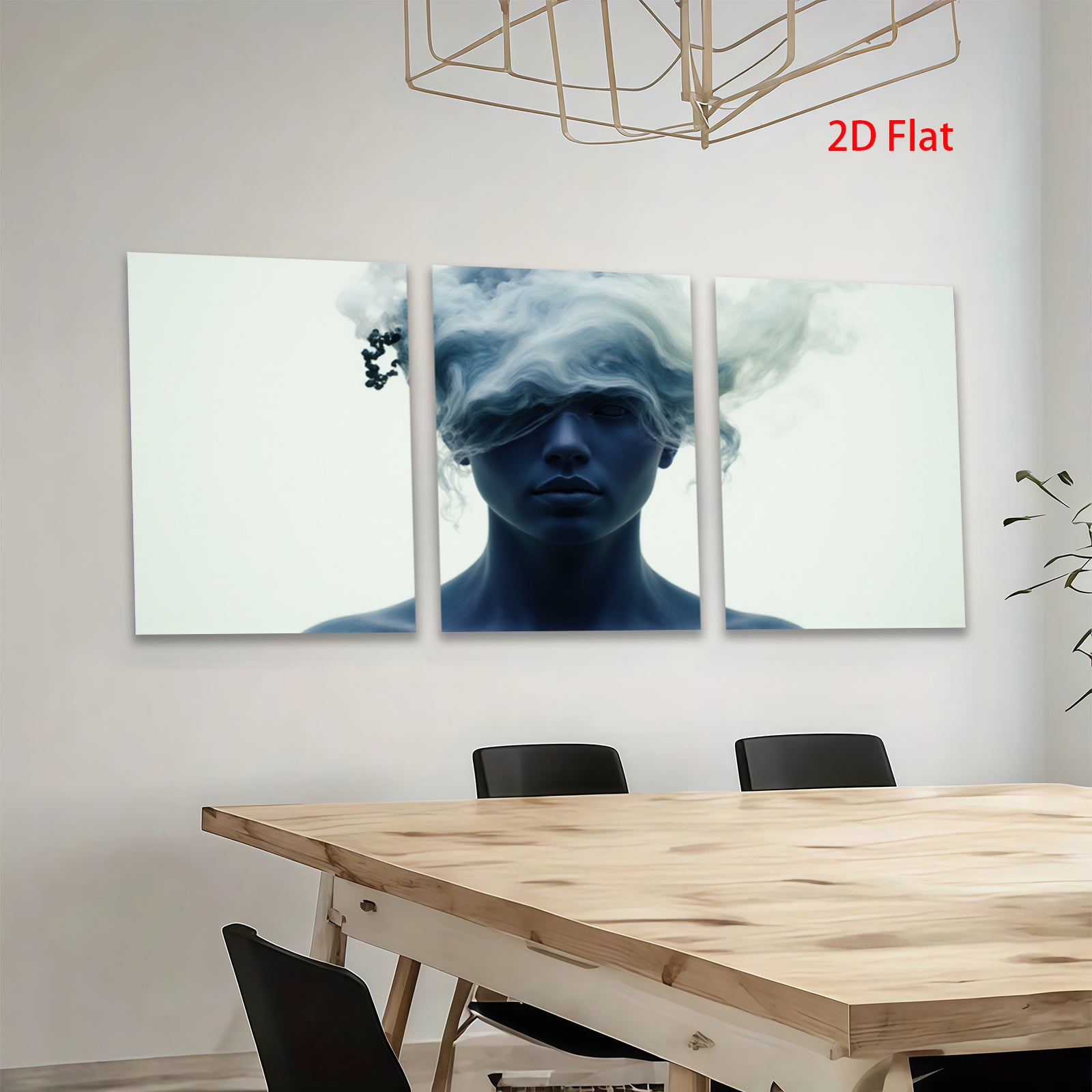 2D flat 1pc ethereal woman portrait modern minimalist wall art bedroom living room gallery wrapped canvas prints farmhouse decor botanical style