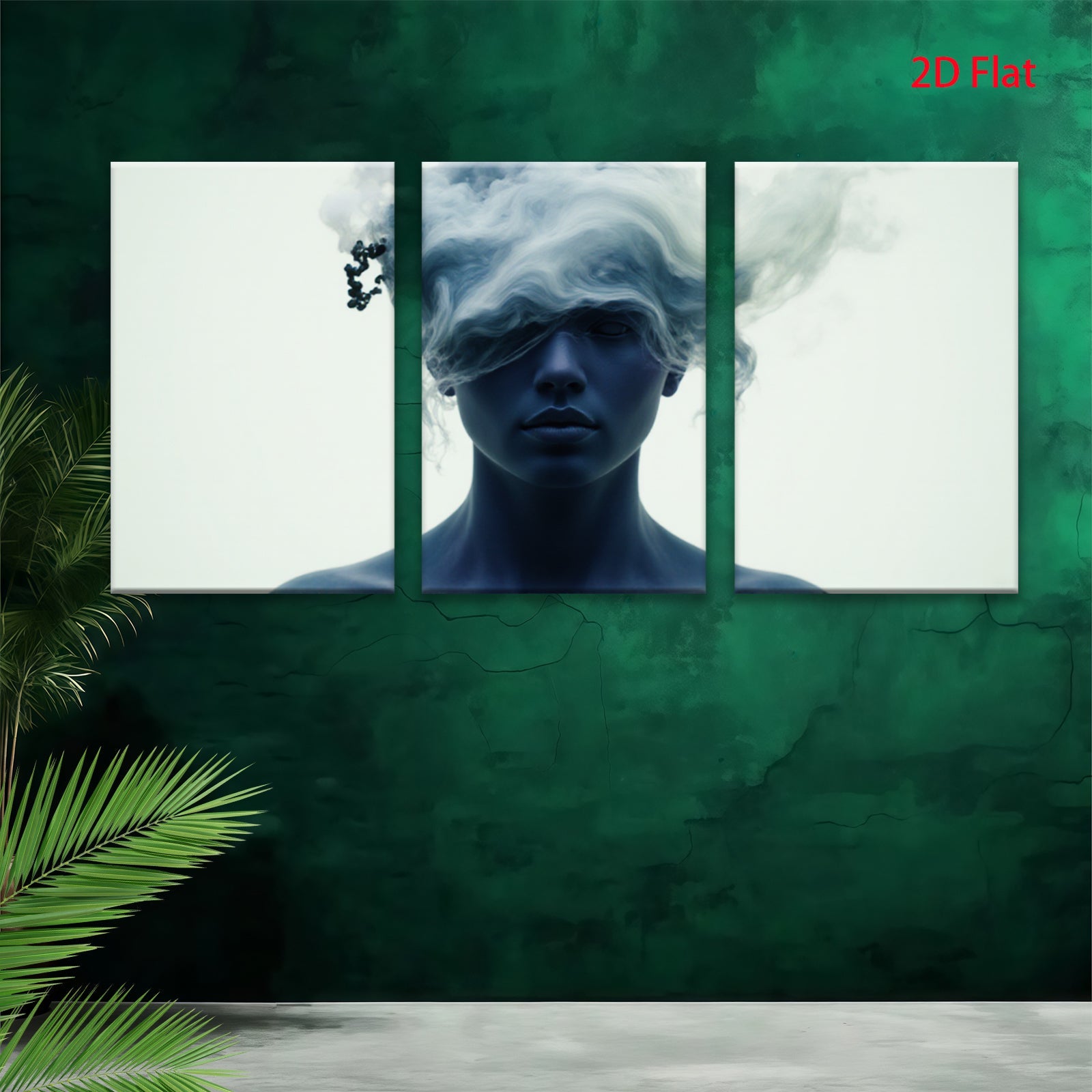 2D flat 1pc ethereal woman portrait modern minimalist wall art bedroom living room gallery wrapped canvas prints farmhouse decor botanical style