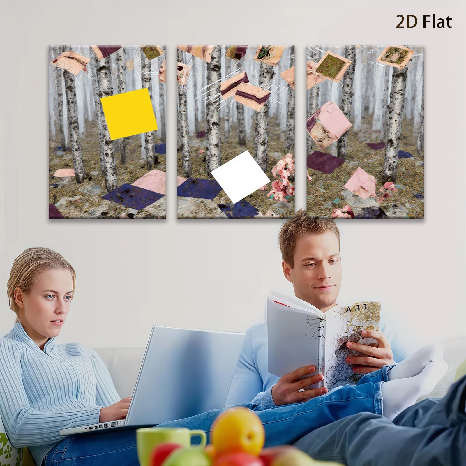 2D flat 1pc floating memories botanical forest wall art living room bedroom home decor farmhouse style modern gallery wrapped canvas print