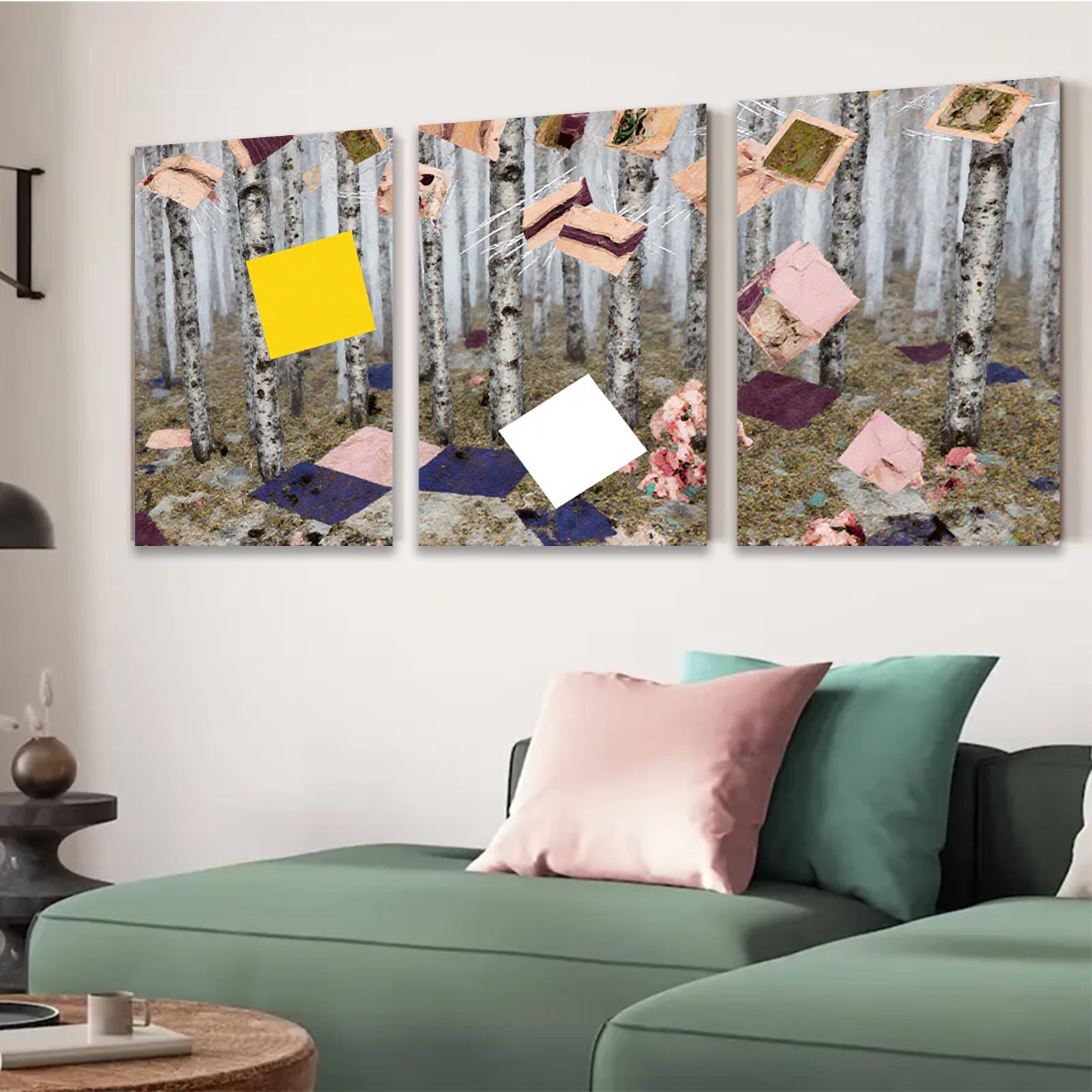 2D flat 1pc floating memories botanical forest wall art living room bedroom home decor farmhouse style modern gallery wrapped canvas print