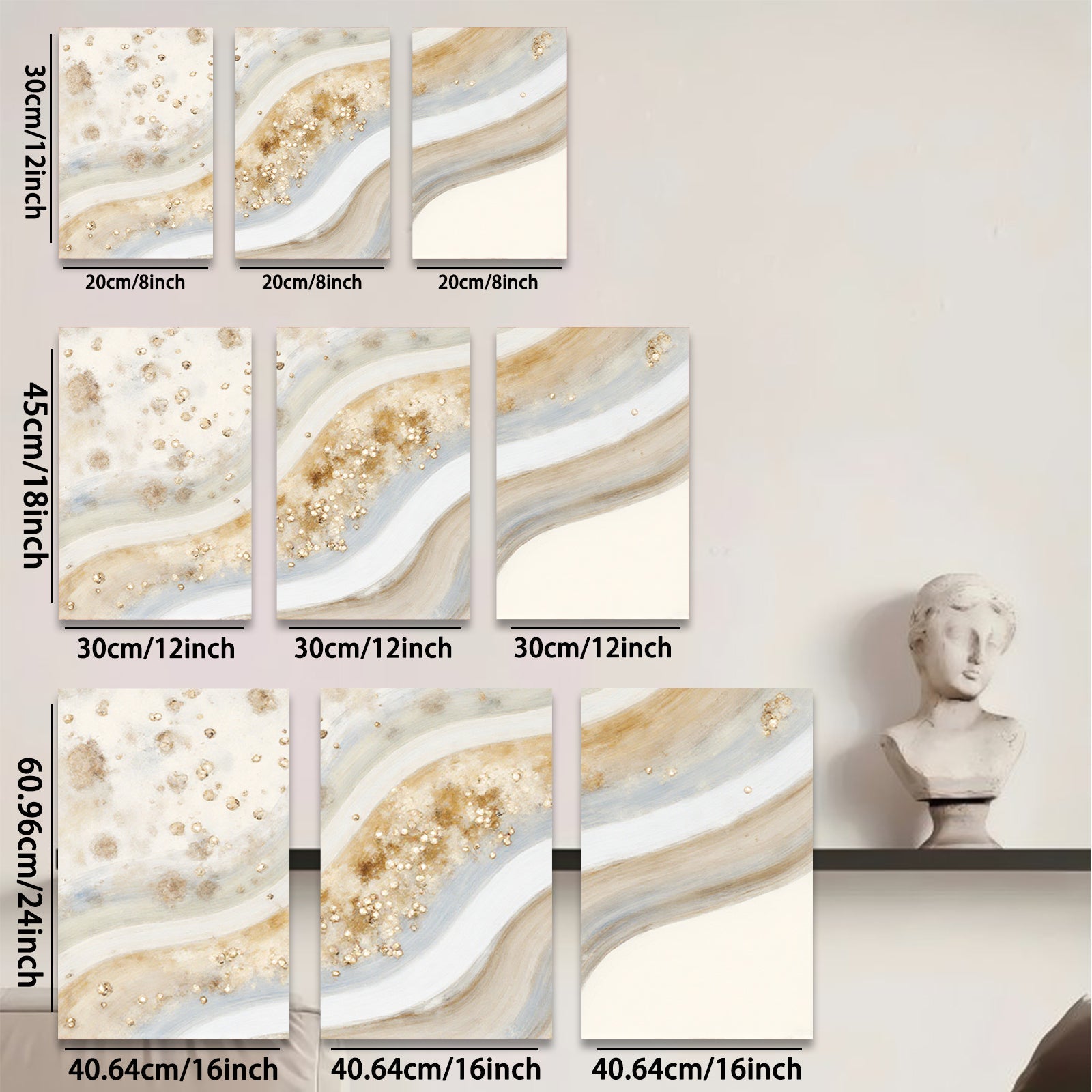 2D flat 1pc flowing gold waves abstract wall art canvas prints for living room bedroom modern farmhouse decor gallery wrapped timeless elegance
