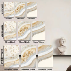 2D flat 1pc flowing gold waves abstract wall art canvas prints for living room bedroom modern farmhouse decor gallery wrapped timeless elegance
