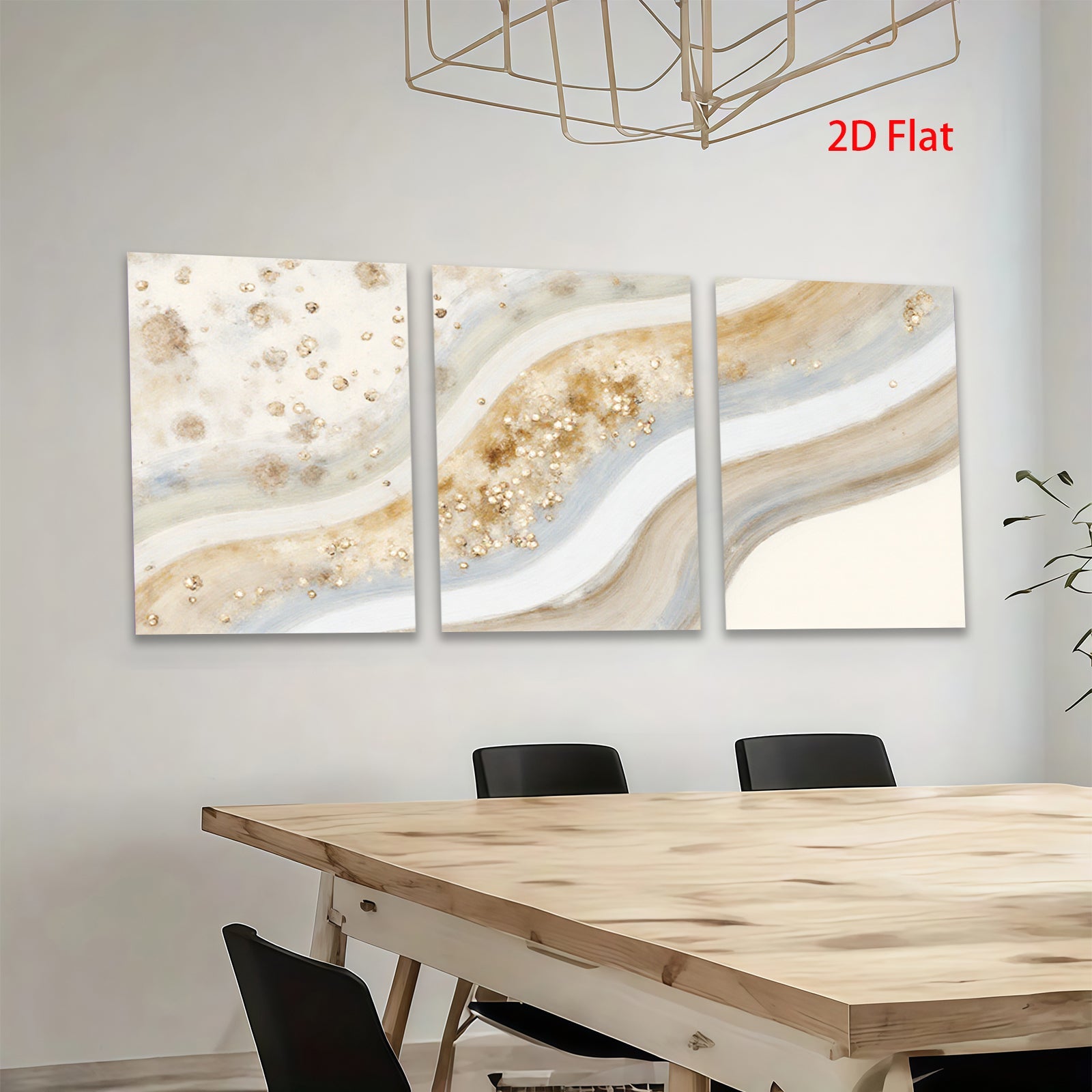2D flat 1pc flowing gold waves abstract wall art canvas prints for living room bedroom modern farmhouse decor gallery wrapped timeless elegance