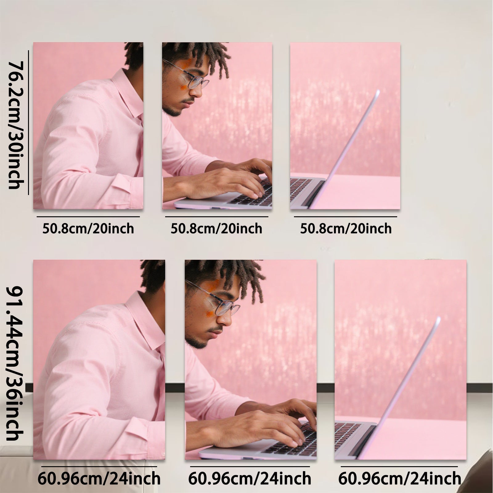 2D flat 1pc focused male typing laptop modern wall art office decor living room canvas print farmhouse style bedroom inspirational art minimalist design trending now