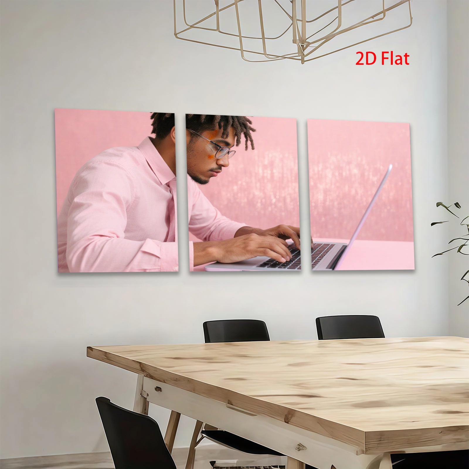 2D flat 1pc focused male typing laptop modern wall art office decor living room canvas print farmhouse style bedroom inspirational art minimalist design trending now