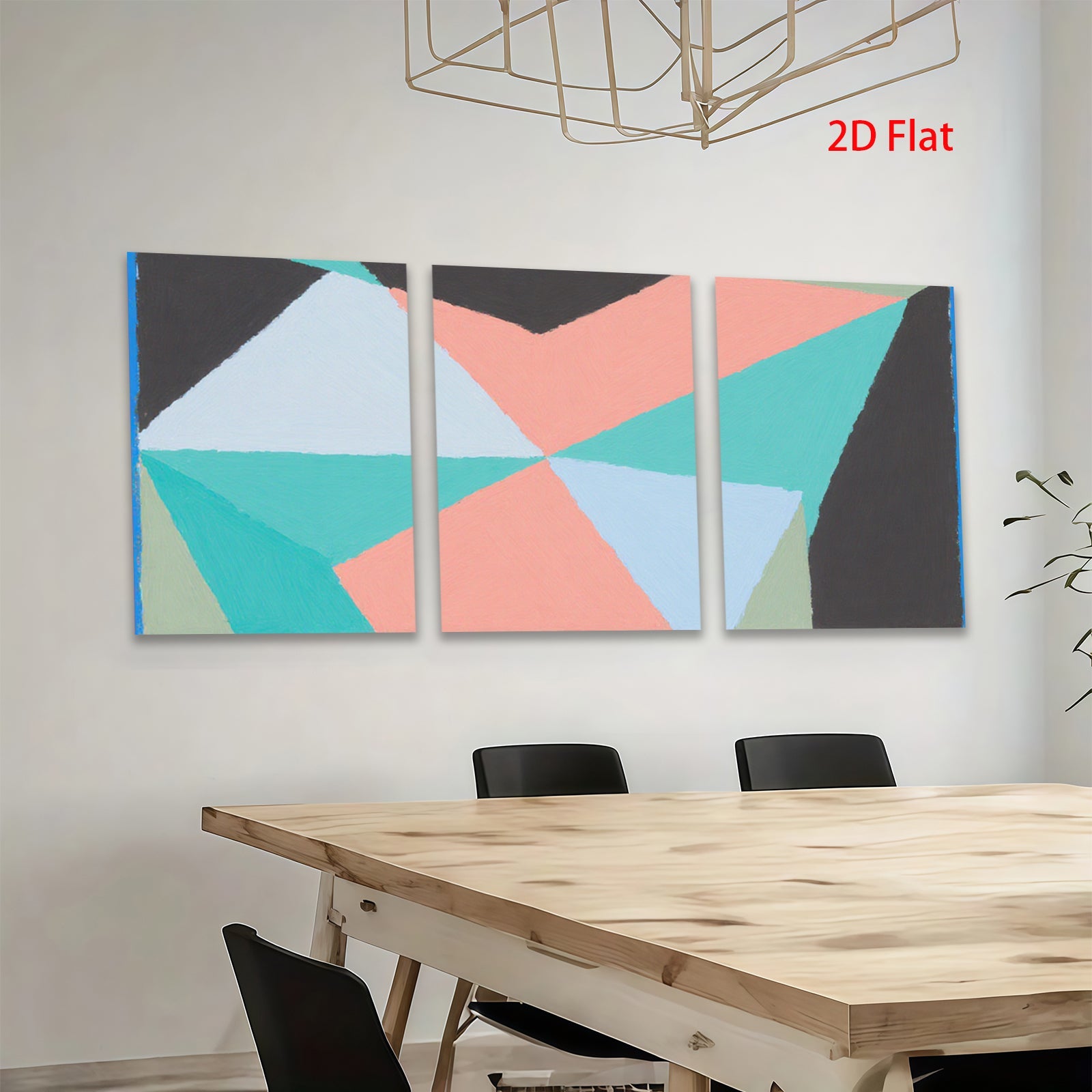 2D flat 1pc geometric abstract canvas wall art modern minimalist home decor living room bedroom gallery wrapped ready to hang farmhouse style