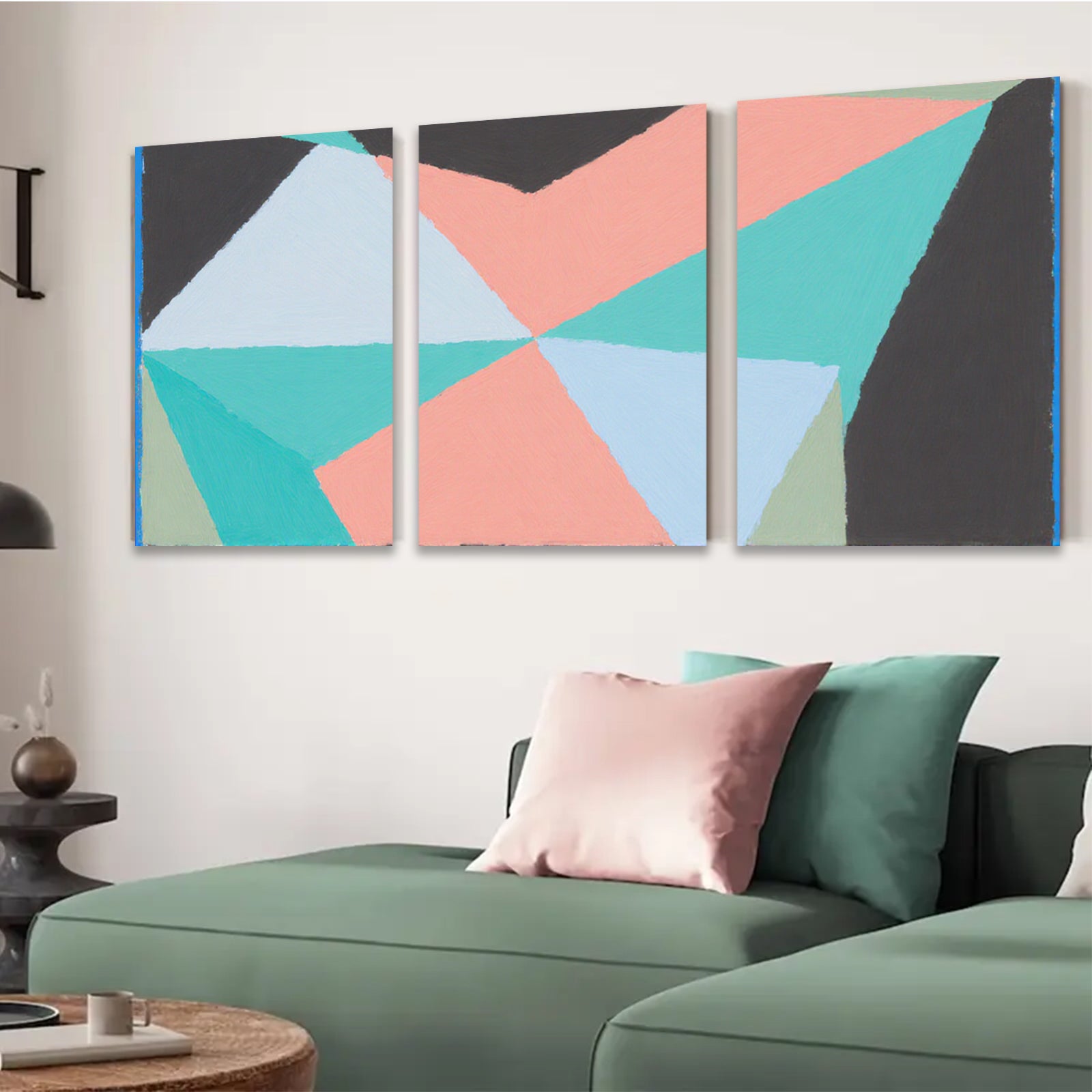 2D flat 1pc geometric abstract canvas wall art modern minimalist home decor living room bedroom gallery wrapped ready to hang farmhouse style