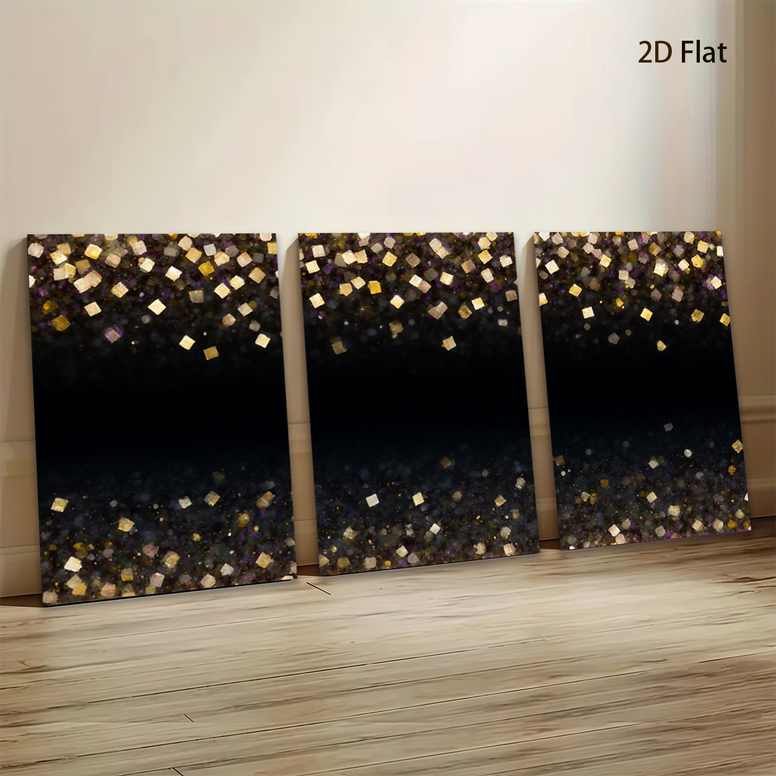 2D flat 1pc gold glitter shimmer abstract wall art decor bedroom living room modern farmhouse gallery wrapped canvas prints