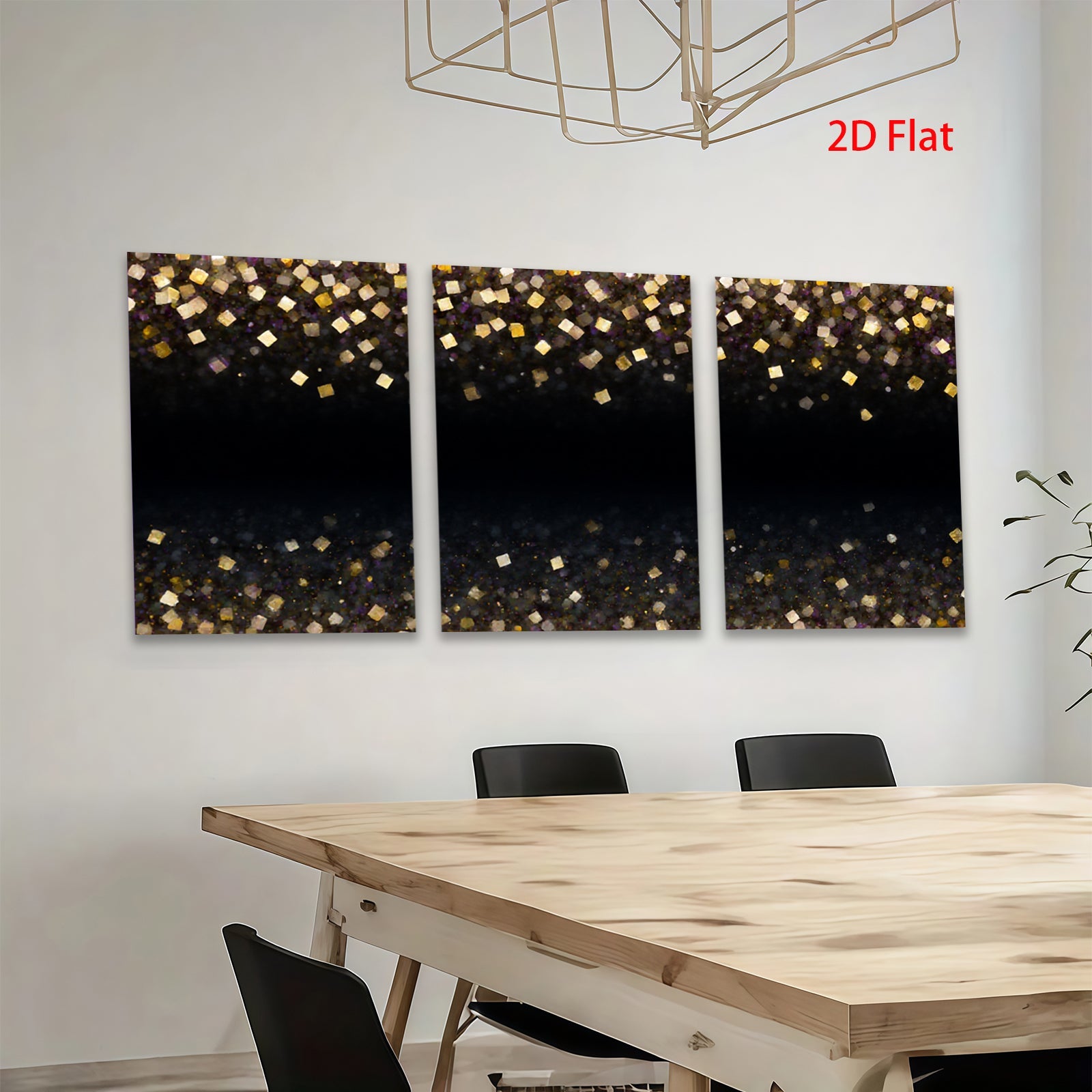 2D flat 1pc gold glitter shimmer abstract wall art decor bedroom living room modern farmhouse gallery wrapped canvas prints