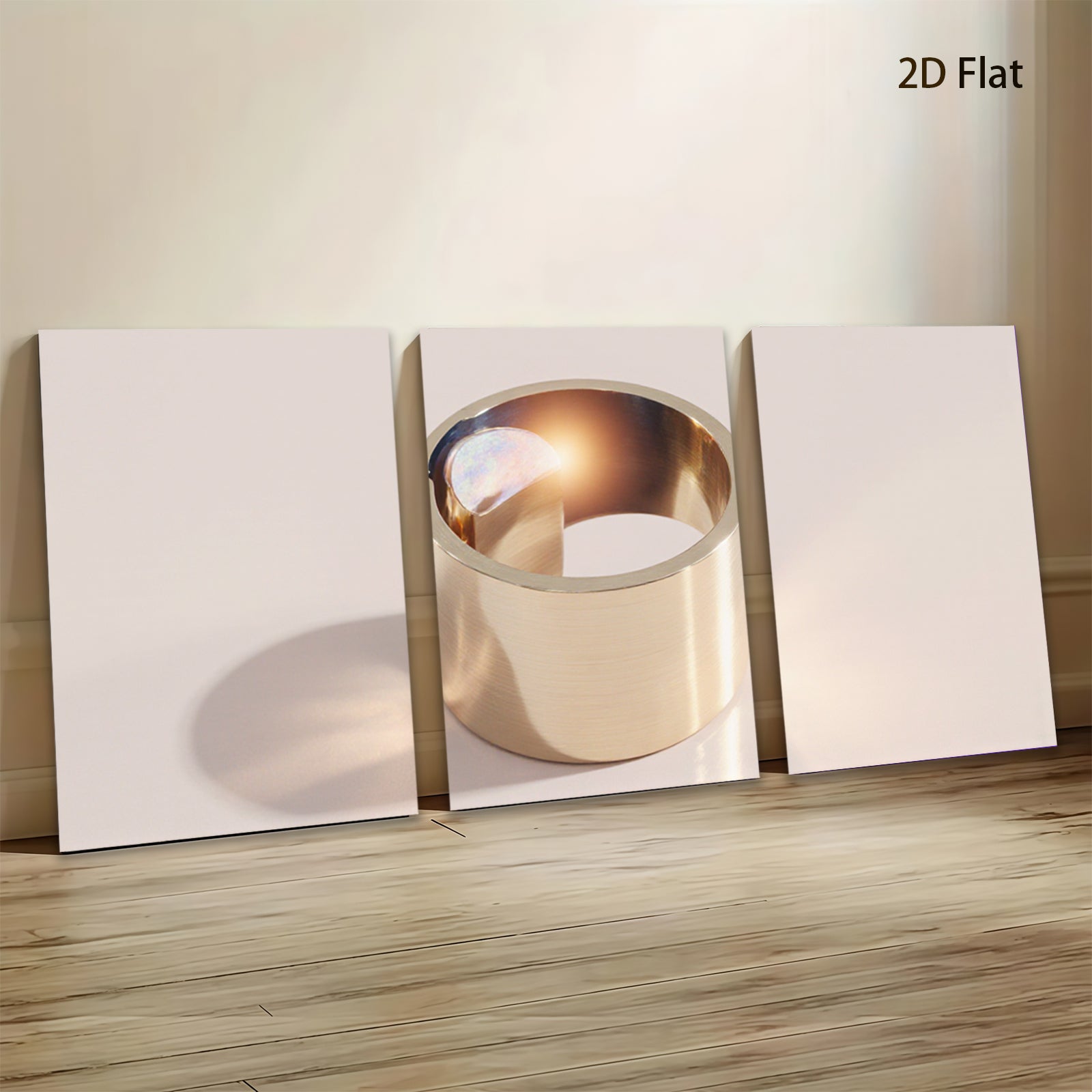 2D flat 1pc golden cylinder abstract wall art modern home decor living room bedroom farmhouse style gallery wrapped canvas prints