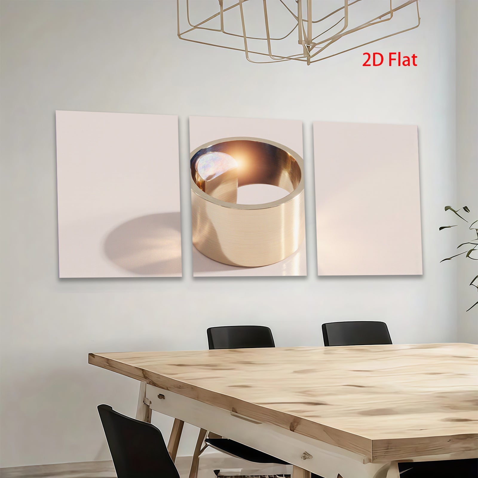 2D flat 1pc golden cylinder abstract wall art modern home decor living room bedroom farmhouse style gallery wrapped canvas prints