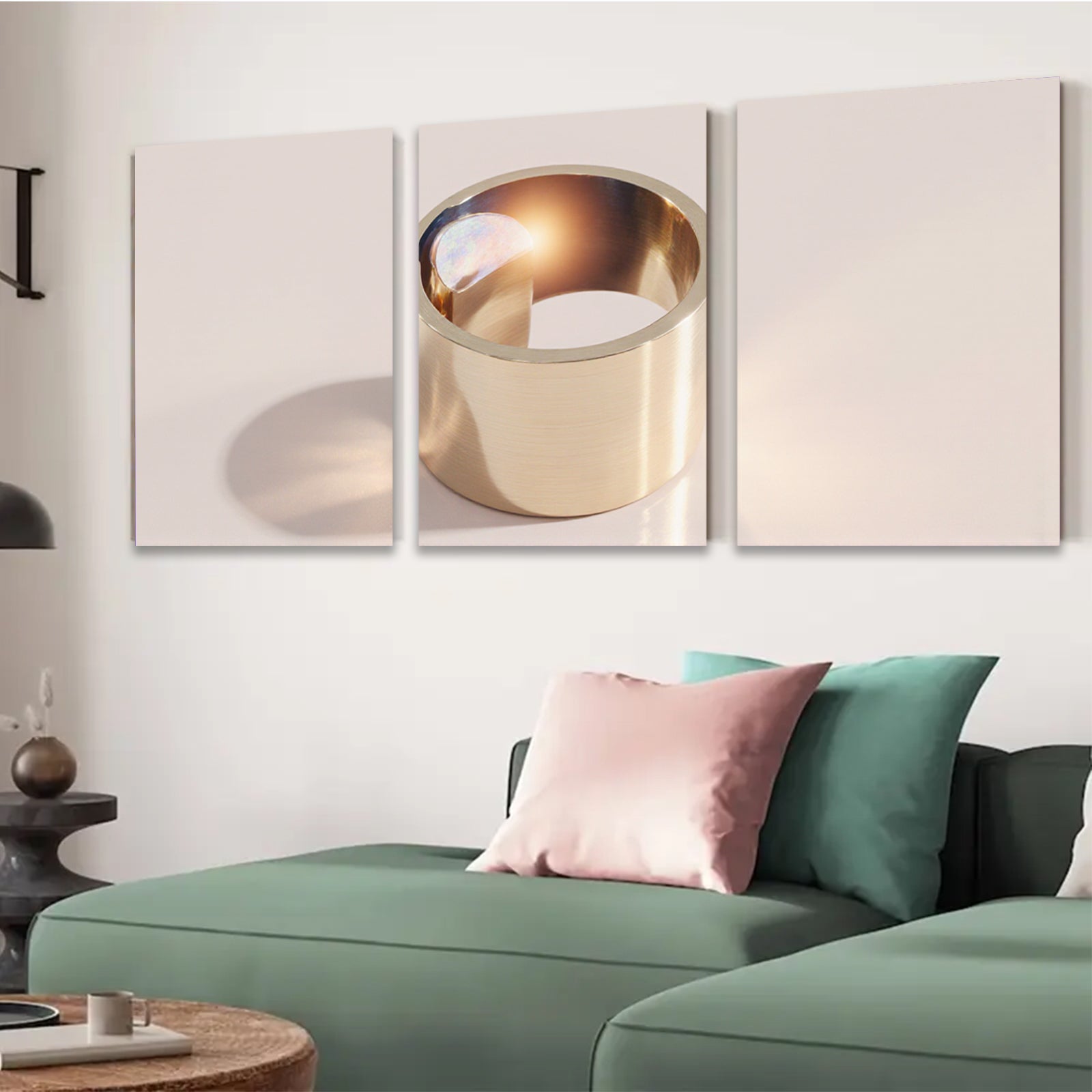 2D flat 1pc golden cylinder abstract wall art modern home decor living room bedroom farmhouse style gallery wrapped canvas prints