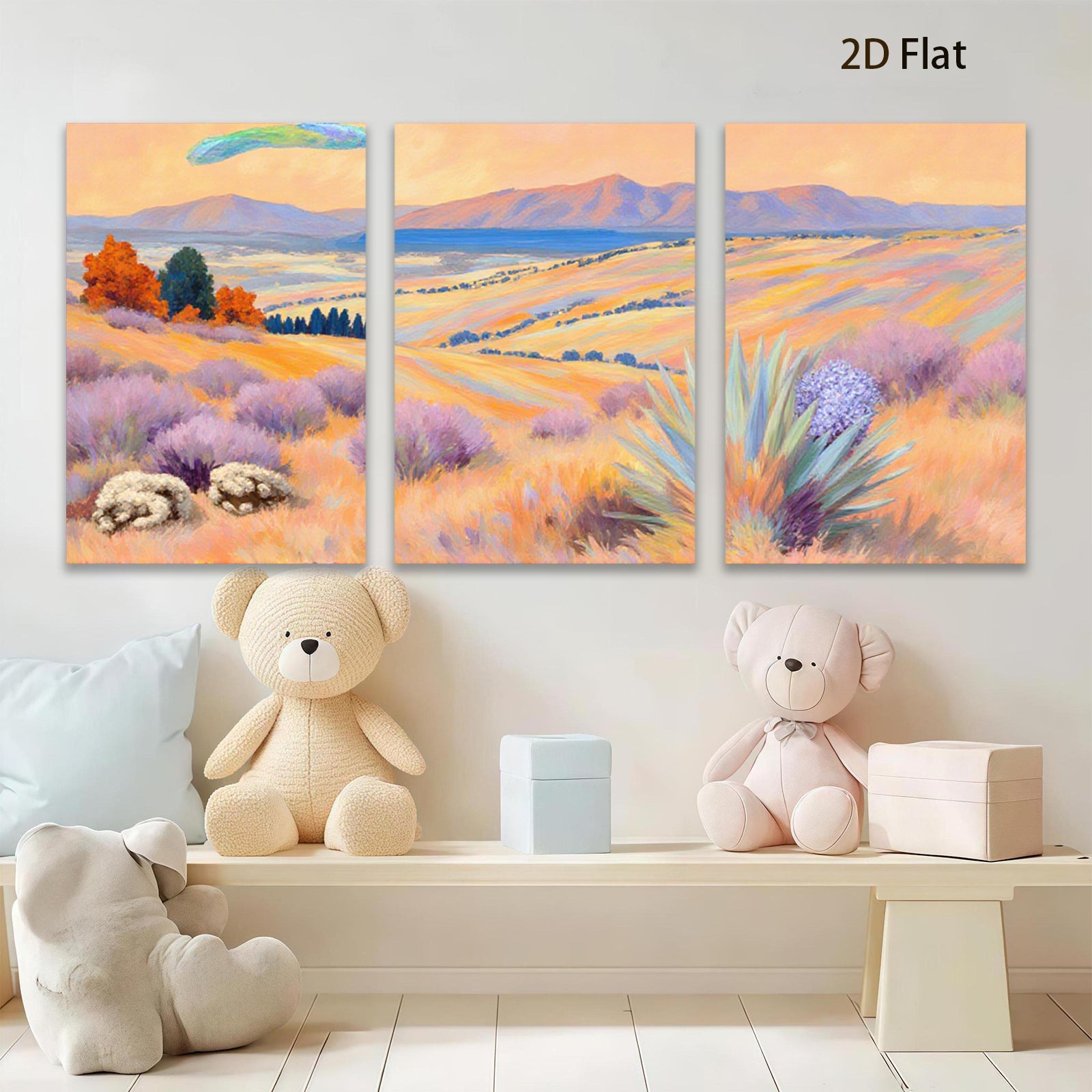 2D flat 1pc golden prairie landscape wall art canvas prints for living room bedroom home decor farmhouse style modern botanical floral gallery wrapped