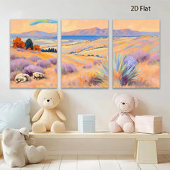 2D flat 1pc golden prairie landscape wall art canvas prints for living room bedroom home decor farmhouse style modern botanical floral gallery wrapped