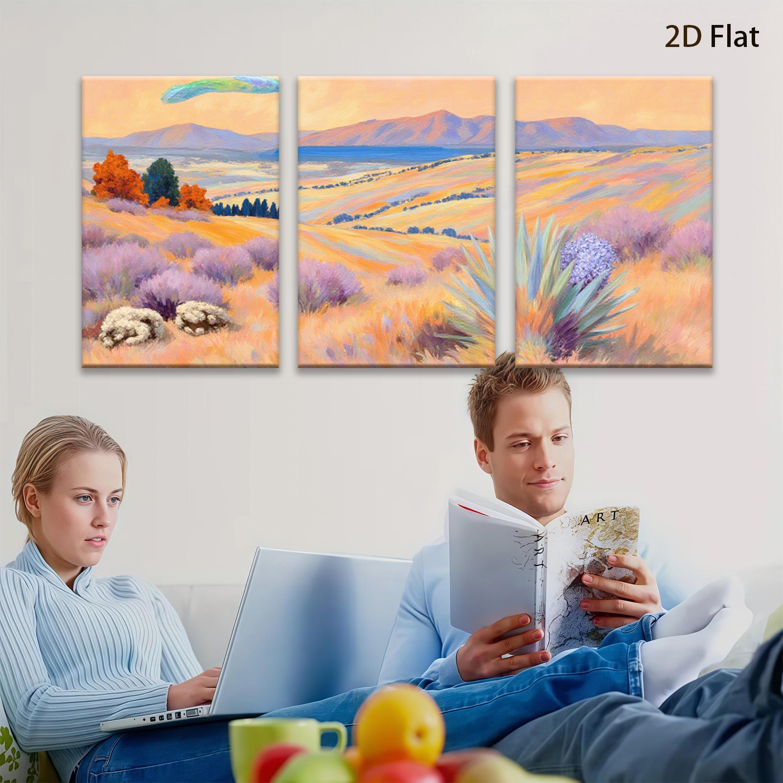 2D flat 1pc golden prairie landscape wall art canvas prints for living room bedroom home decor farmhouse style modern botanical floral gallery wrapped