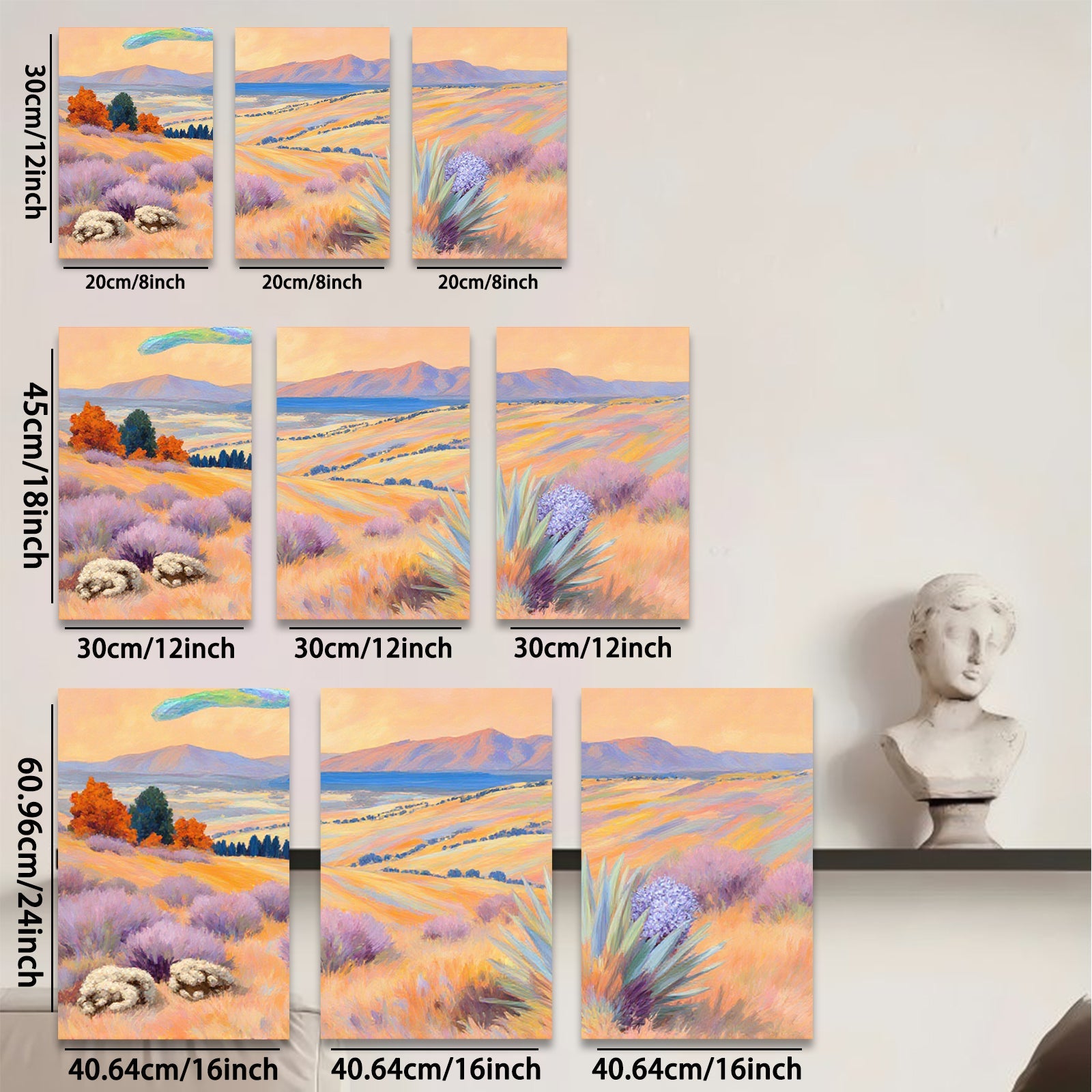 2D flat 1pc golden prairie landscape wall art canvas prints for living room bedroom home decor farmhouse style modern botanical floral gallery wrapped