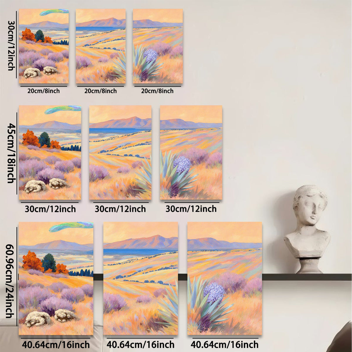 2D flat 1pc golden prairie landscape wall art canvas prints for living room bedroom home decor farmhouse style modern botanical floral gallery wrapped
