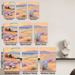 2D flat 1pc golden prairie landscape wall art canvas prints for living room bedroom home decor farmhouse style modern botanical floral gallery wrapped