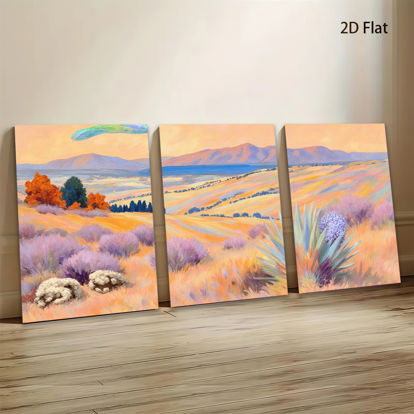 2D flat 1pc golden prairie landscape wall art canvas prints for living room bedroom home decor farmhouse style modern botanical floral gallery wrapped