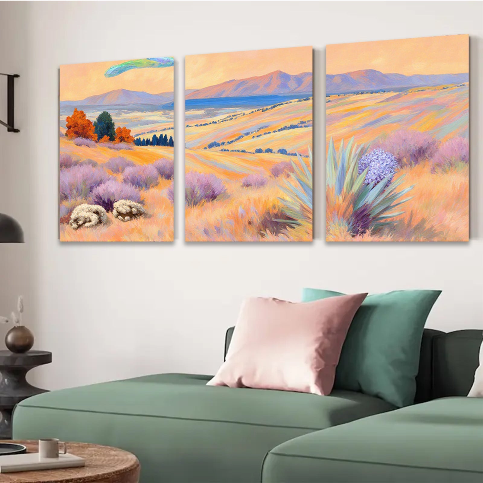 2D flat 1pc golden prairie landscape wall art canvas prints for living room bedroom home decor farmhouse style modern botanical floral gallery wrapped