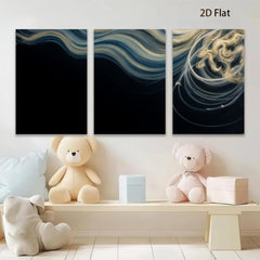 2D flat 1pc golden swirls abstract wall art modern farmhouse decor living room bedroom gallery wrapped canvas prints ready to hang large size