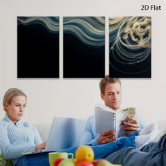 2D flat 1pc golden swirls abstract wall art modern farmhouse decor living room bedroom gallery wrapped canvas prints ready to hang large size