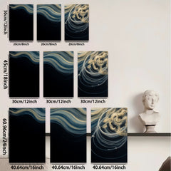 2D flat 1pc golden swirls abstract wall art modern farmhouse decor living room bedroom gallery wrapped canvas prints ready to hang large size