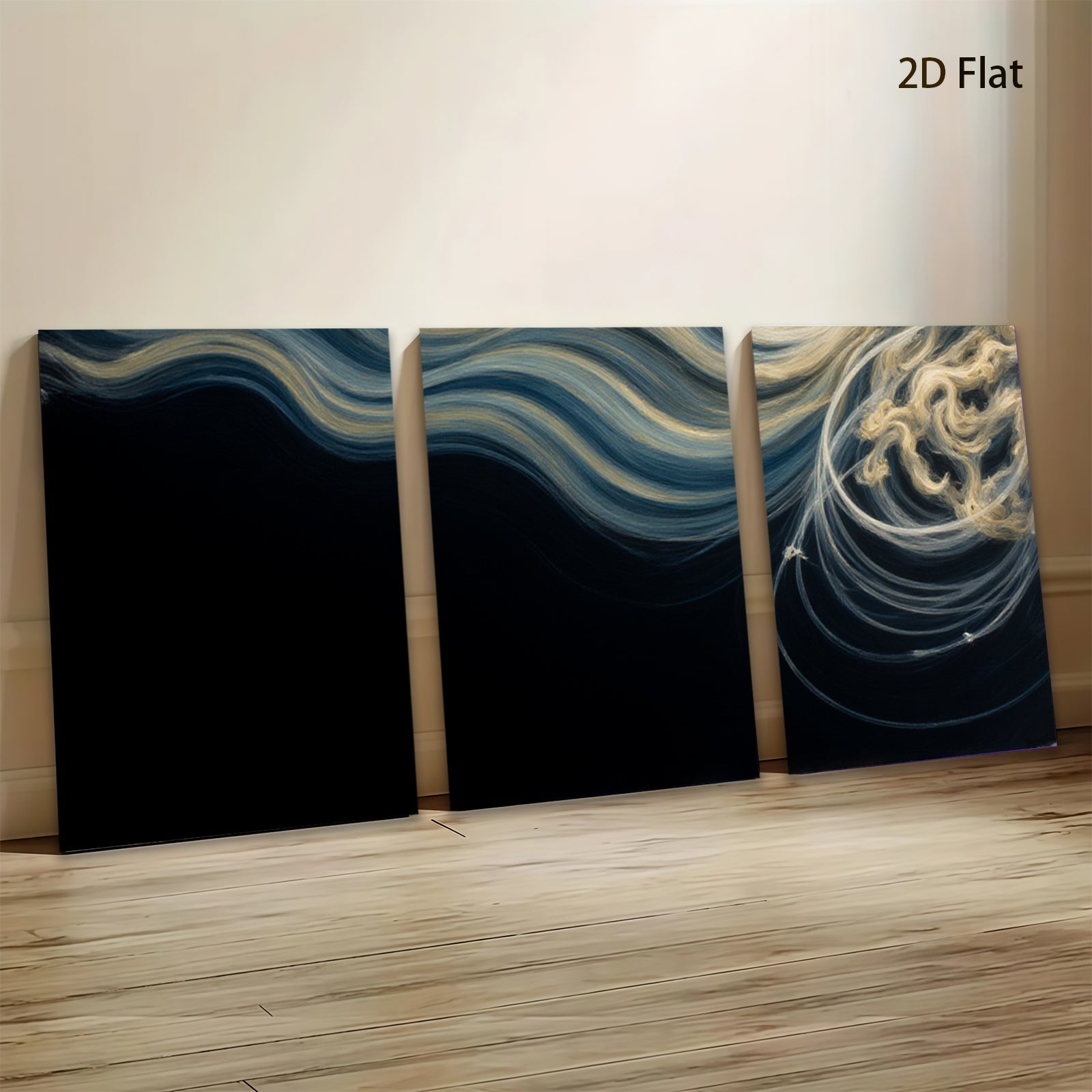 2D flat 1pc golden swirls abstract wall art modern farmhouse decor living room bedroom gallery wrapped canvas prints ready to hang large size