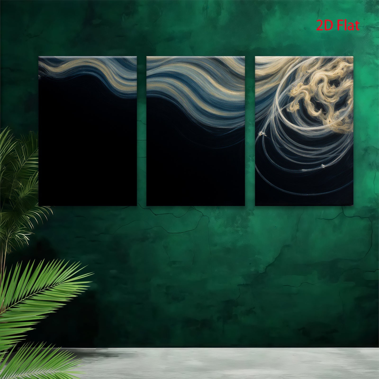 2D flat 1pc golden swirls abstract wall art modern farmhouse decor living room bedroom gallery wrapped canvas prints ready to hang large size