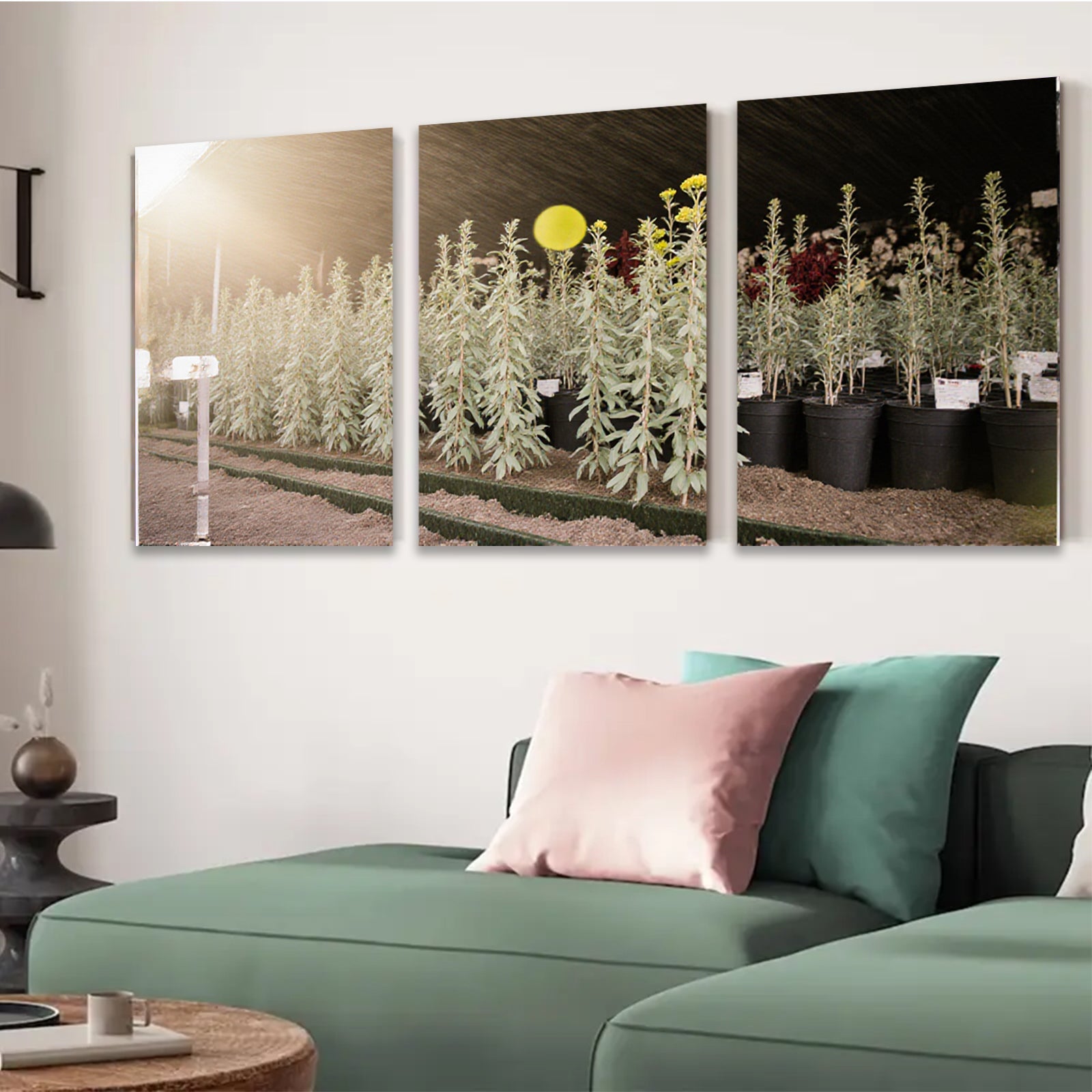 2D flat 1pc goldenrod blooms farm view rustic wall art living room bedroom decor farmhouse style gallery wrapped canvas prints modern botanical art