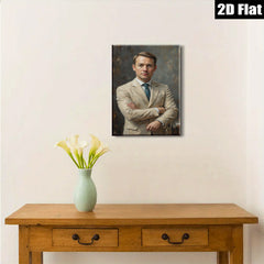 2D flat 1pc handsome man portrait classic oil painting modern farmhouse wall art living room bedroom decor gallery wrapped canvas prints statement piece
