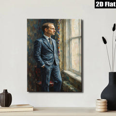 2D flat 1pc handsome man portrait wall art decor for living room bedroom office modern farmhouse gallery wrapped canvas prints