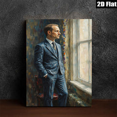 2D flat 1pc handsome man portrait wall art decor for living room bedroom office modern farmhouse gallery wrapped canvas prints