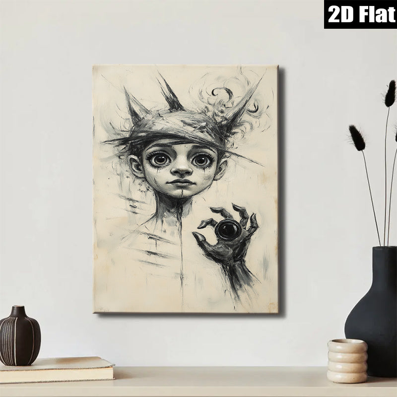 2D flat 1pc haunting portrait spectral hand captivating dark academia gallery wall art bedroom decor modern farmhouse statement piece