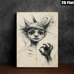 2D flat 1pc haunting portrait spectral hand captivating dark academia gallery wall art bedroom decor modern farmhouse statement piece