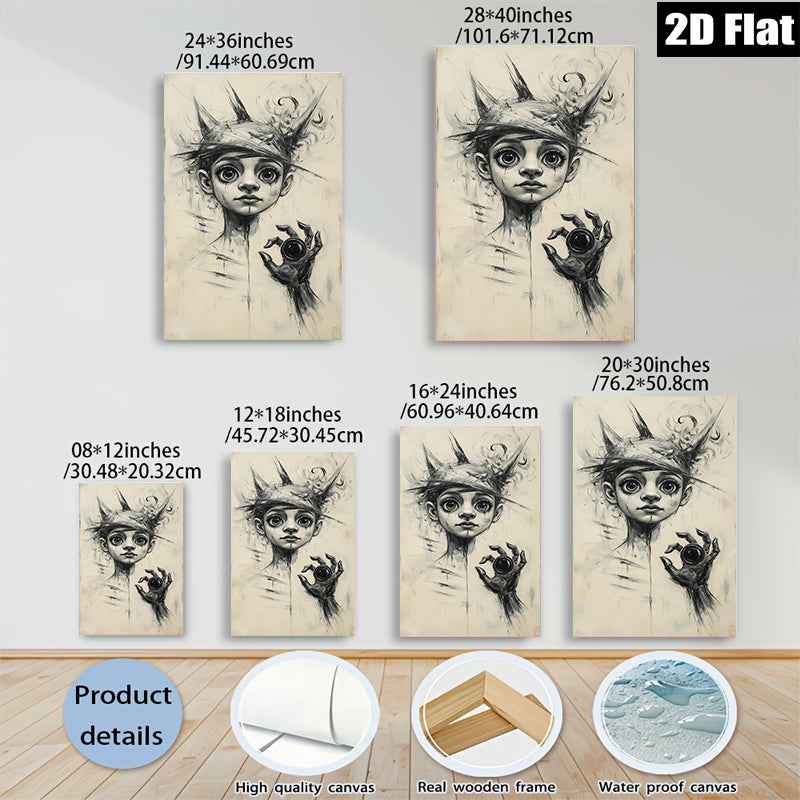 2D flat 1pc haunting portrait spectral hand captivating dark academia gallery wall art bedroom decor modern farmhouse statement piece