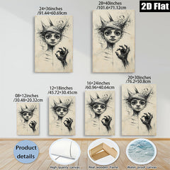 2D flat 1pc haunting portrait spectral hand captivating dark academia gallery wall art bedroom decor modern farmhouse statement piece