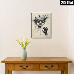 2D flat 1pc haunting portrait spectral hand captivating dark academia gallery wall art bedroom decor modern farmhouse statement piece