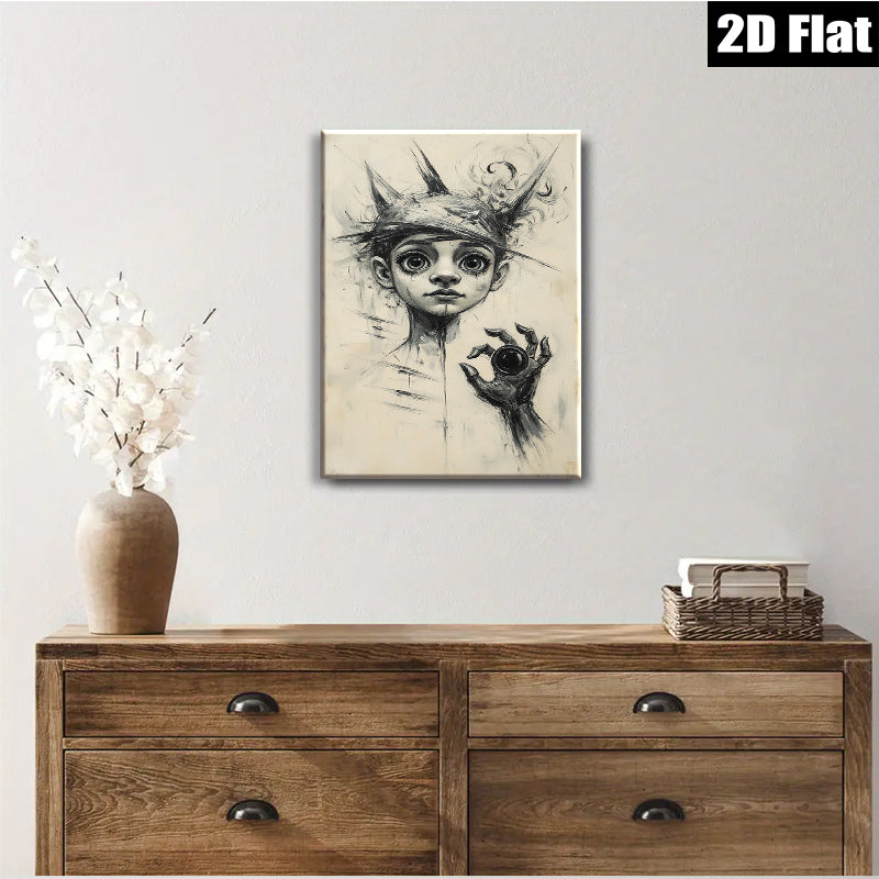 2D flat 1pc haunting portrait spectral hand captivating dark academia gallery wall art bedroom decor modern farmhouse statement piece