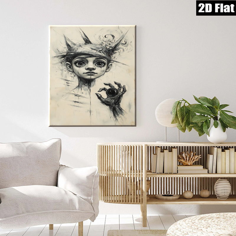 2D flat 1pc haunting portrait spectral hand captivating dark academia gallery wall art bedroom decor modern farmhouse statement piece