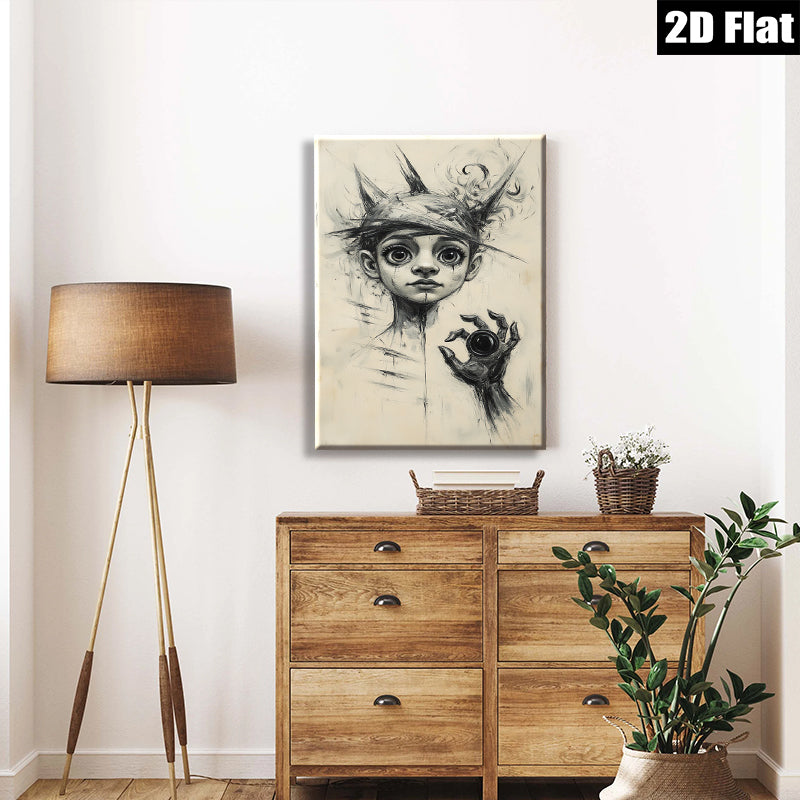 2D flat 1pc haunting portrait spectral hand captivating dark academia gallery wall art bedroom decor modern farmhouse statement piece